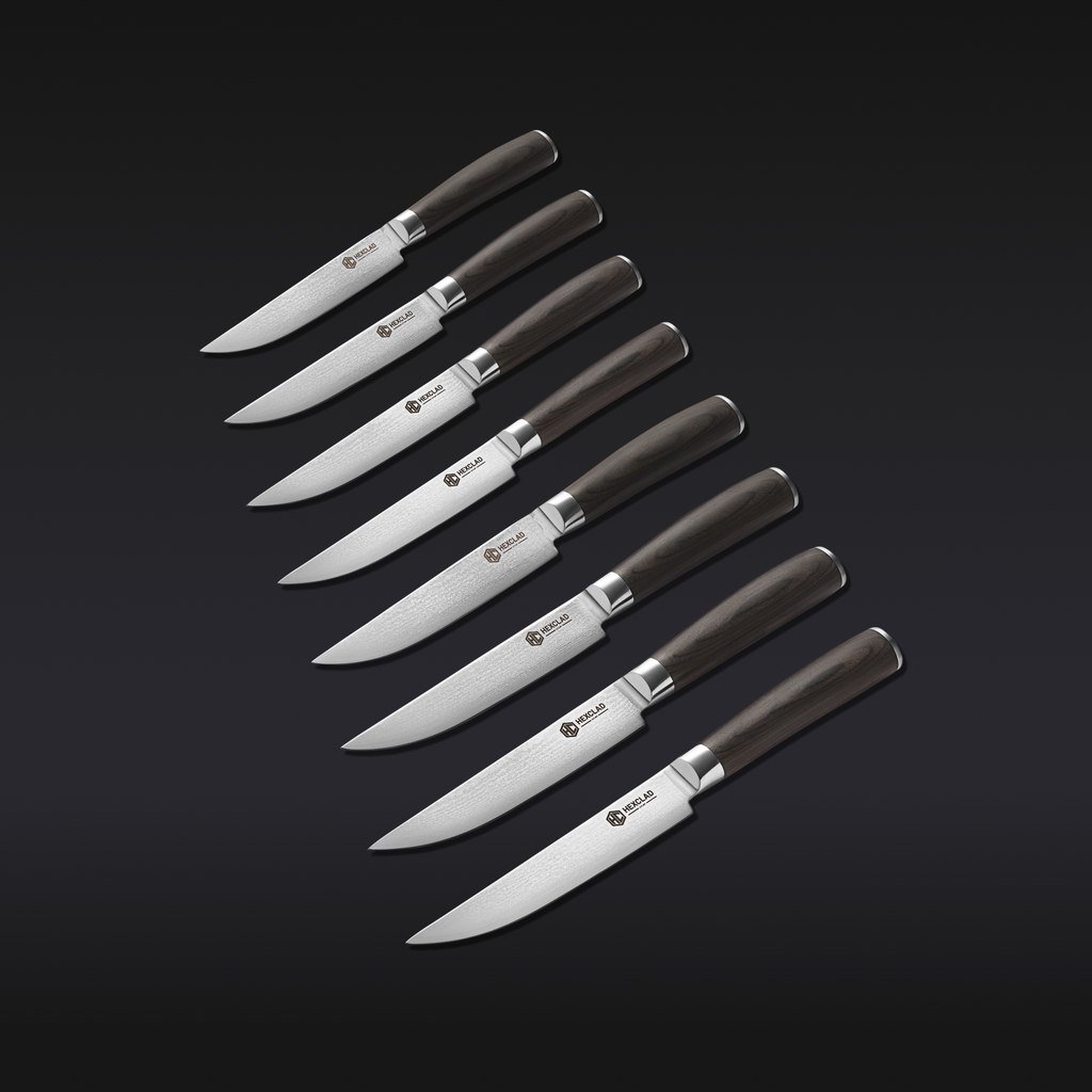 Damascus Steel Steak Knife Set, 8-pc (Espresso)
